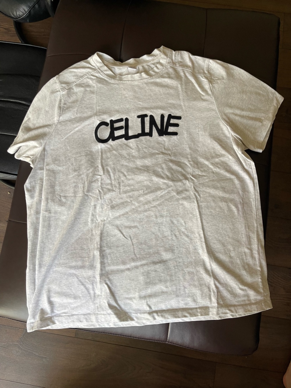 Celine Cream Tee with Black Vertical Logo
